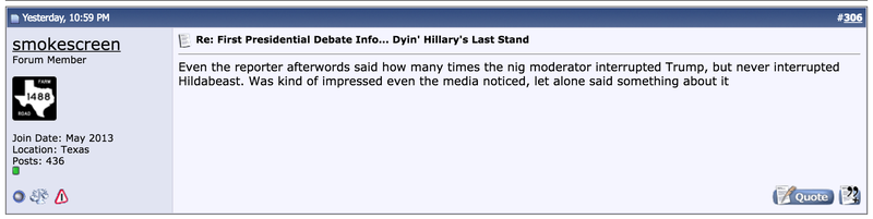 Illustration for article titled Even Stormfront Thinks Hillary Clinton Won The Debate